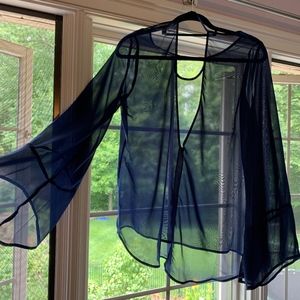 blue mesh long sleeve shirt